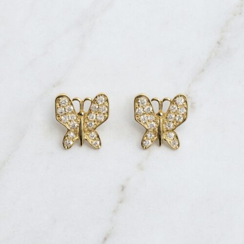 Boucles d’Oreilles Percées Vintage Papillon E1721