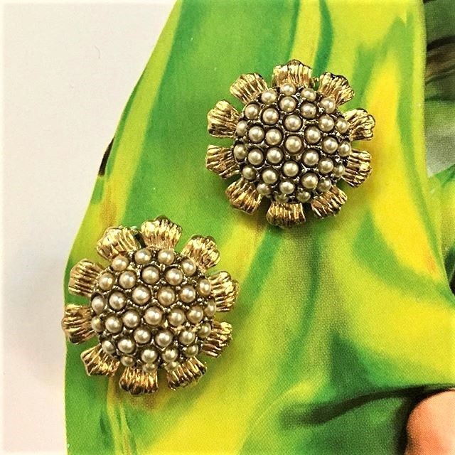 Boucles d’Oreilles Clips Vintage Fleur K5