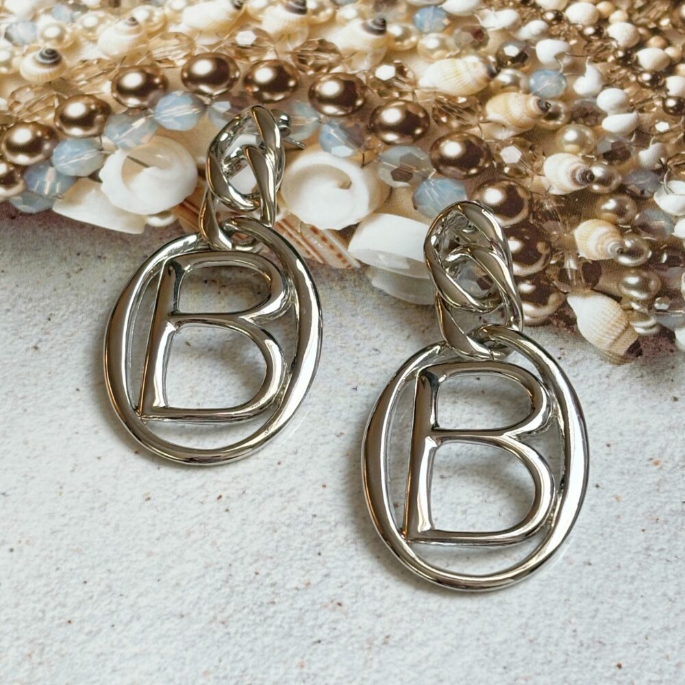 Boucles d’Oreilles Percées Vintage Lettre B E3162