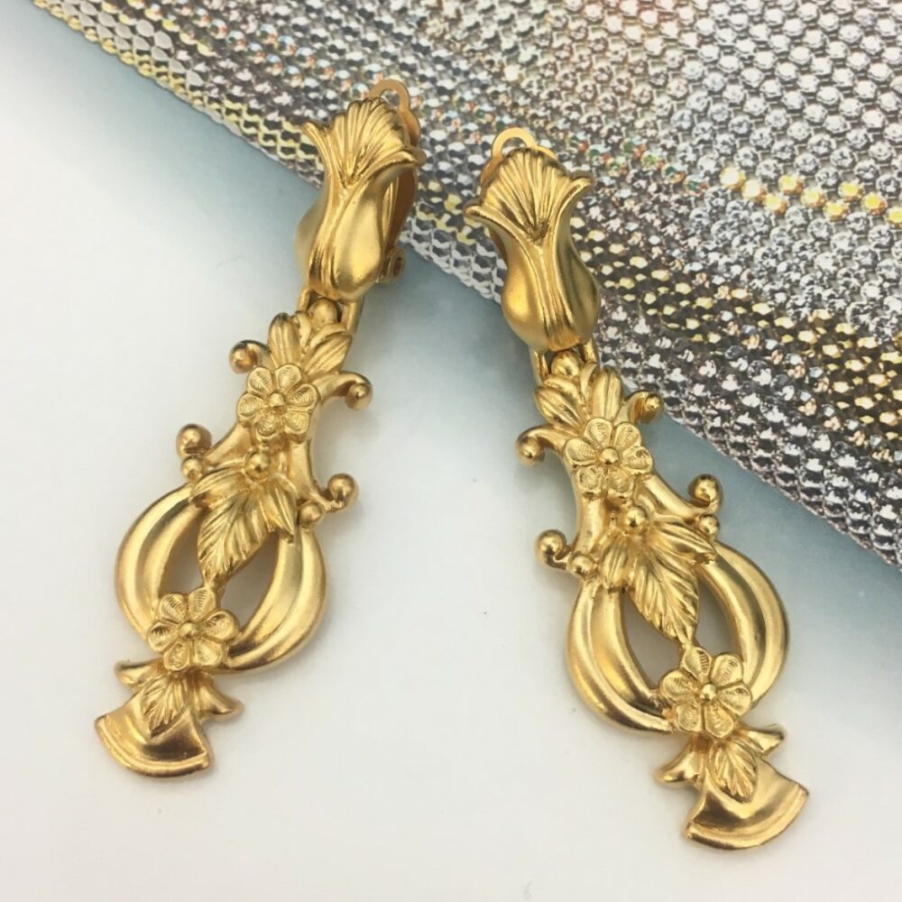 Boucles d’Oreilles Clips Vintage Fleur E3815