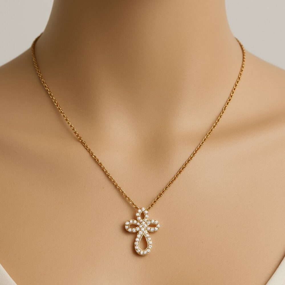 Collier Plaqué Or Croix 52HP015CZ