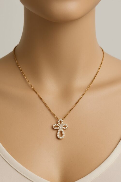 Collier Plaqué Or Croix 52HP015CZ