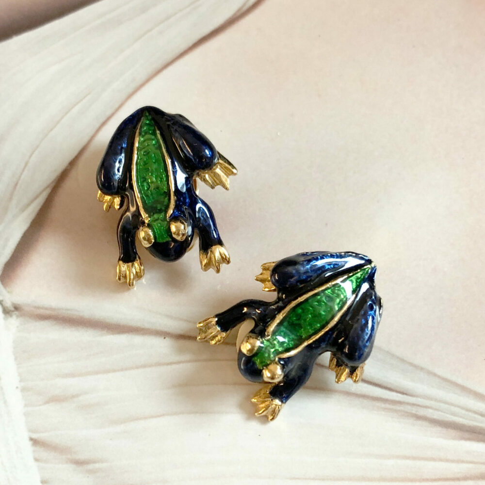 Boucles d’Oreilles Clips Vintage Grenouille E1657