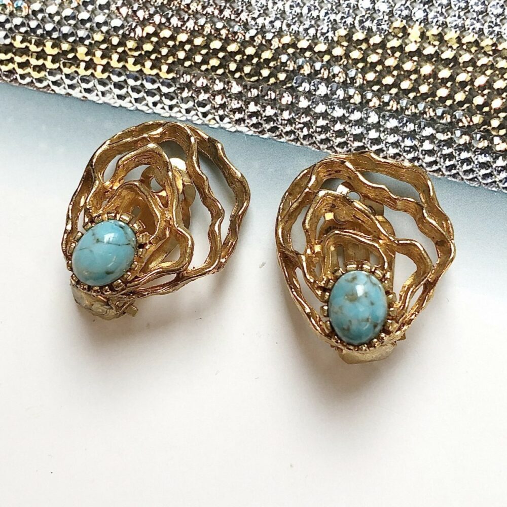 Boucles d’Oreilles Clips Vintage Feuille E1135