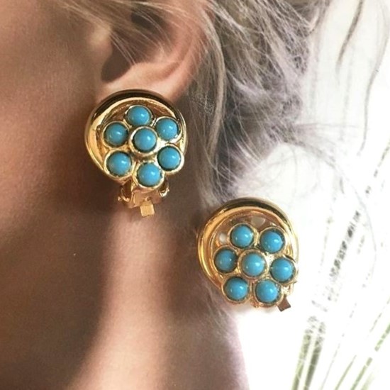 Boucles d’Oreilles Clips Vintage Fleur E2804