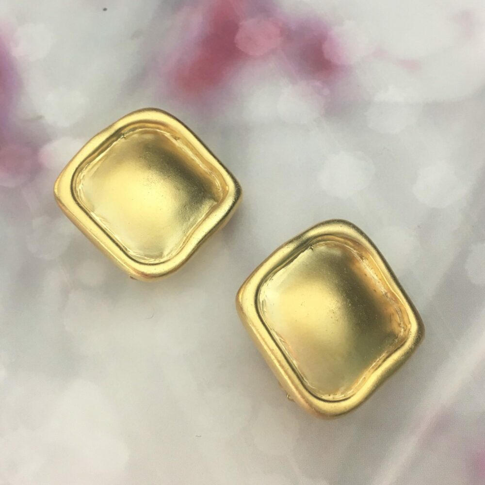 Boucles d’Oreilles Clips Vintage Carré E3969