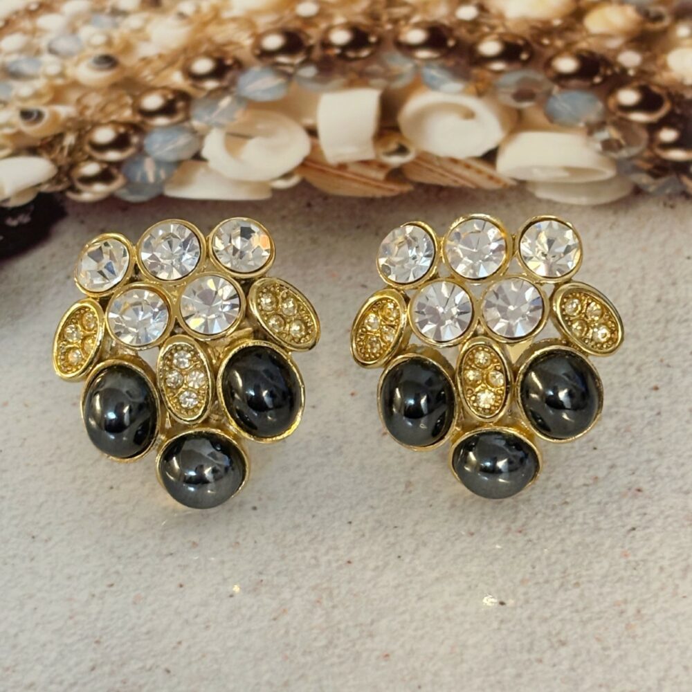 Boucles d'Oreilles Clips Vintage SPHINX Grappe de Rasin