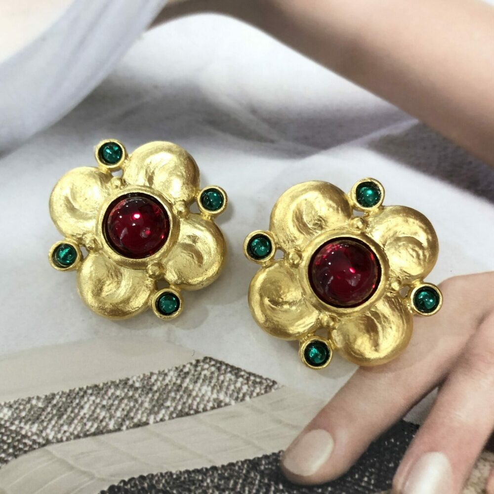 Boucles d’Oreilles Clips Vintage Rosace E3935