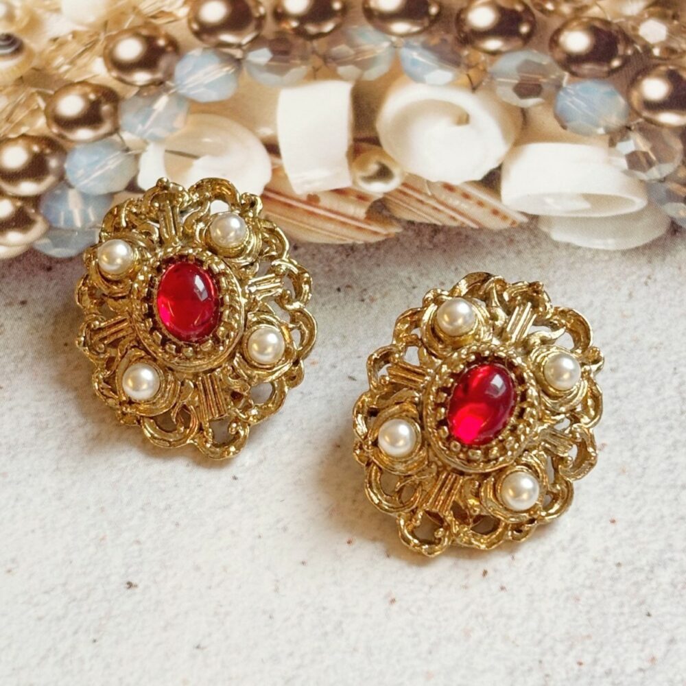 Boucles d’Oreilles Clips Vintage Rosace E1139