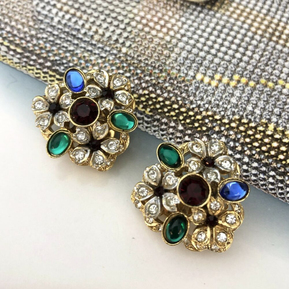 Boucles d'Oreilles Clips Vintage Fleur E912